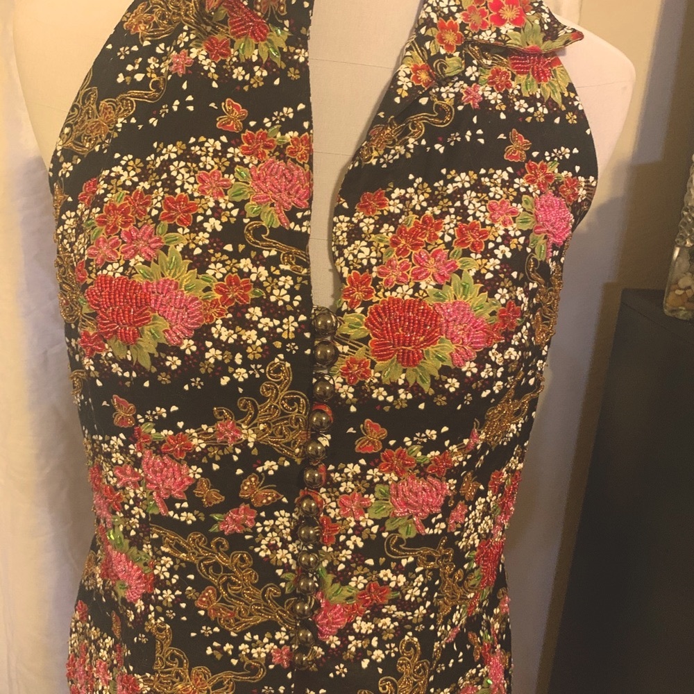 Exquisite design, beaded halter top